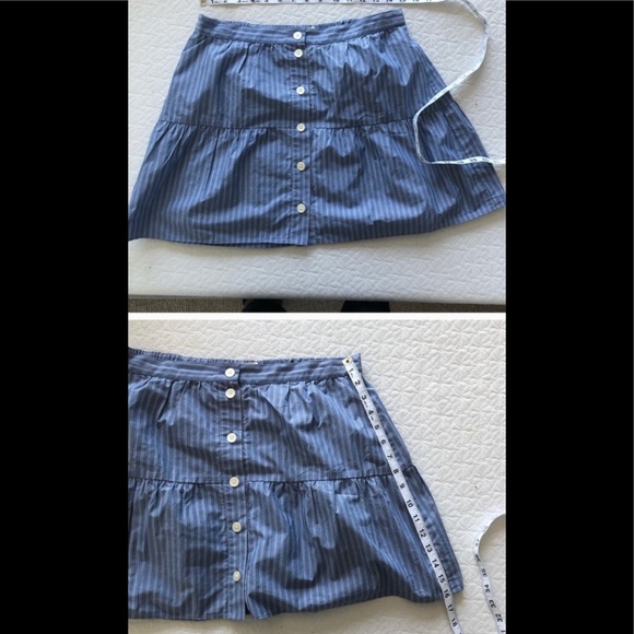 Madwell Striped Linen Button Front Tiered Skirt - Picture 2 of 5